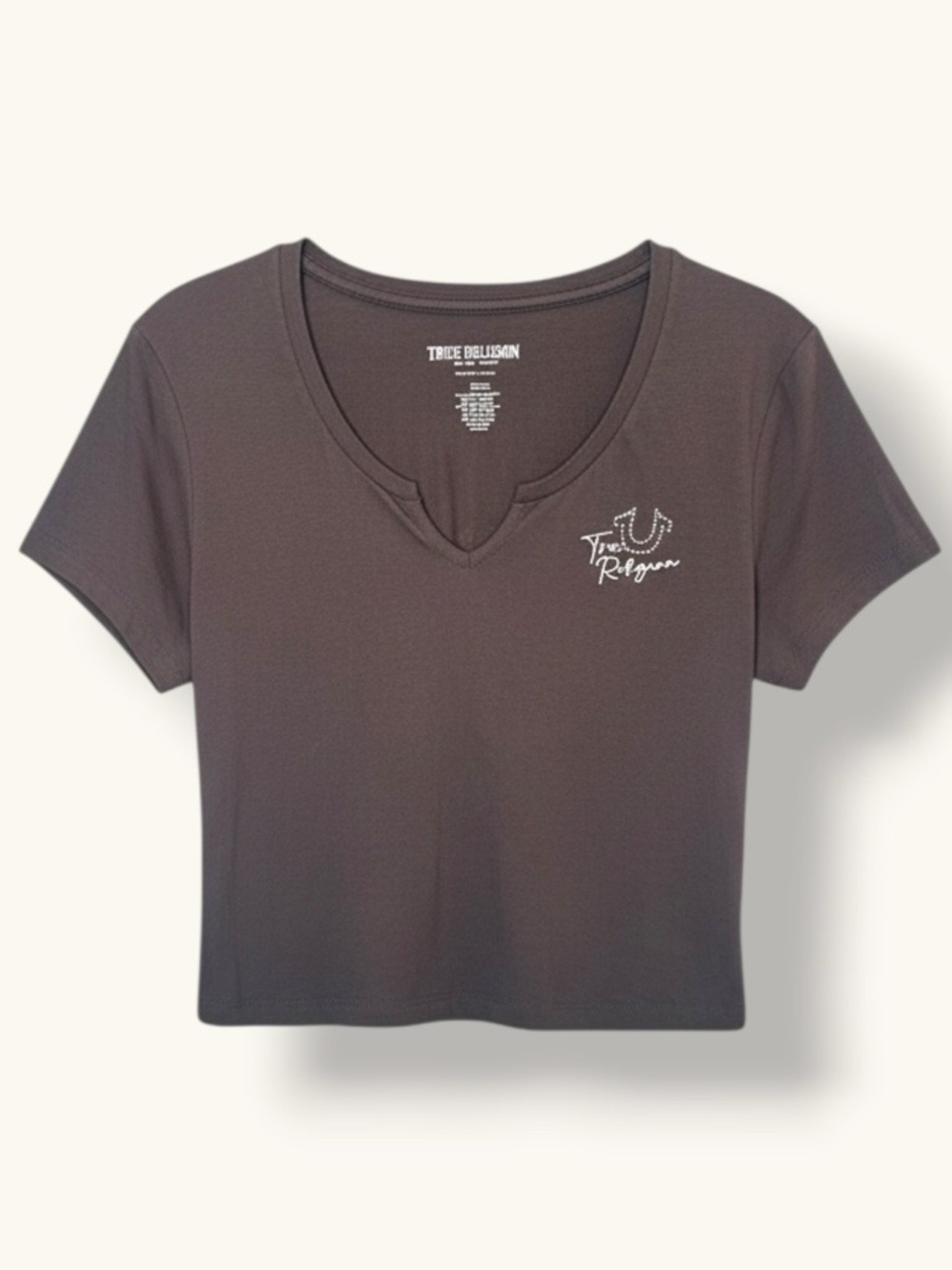 True Religion Brown Crystal Logo Baby Tee Large